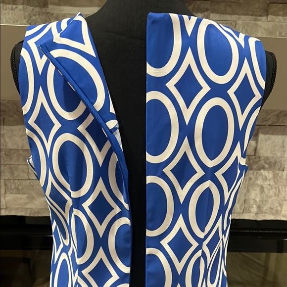 Alyx Blue and White Sleeveless Sheath Mini Dress size 10 - Picture 8 of 10